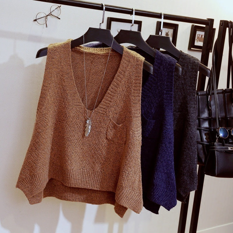 Spring New Loose Collar Waistcoat Wool Vest Sleeveless