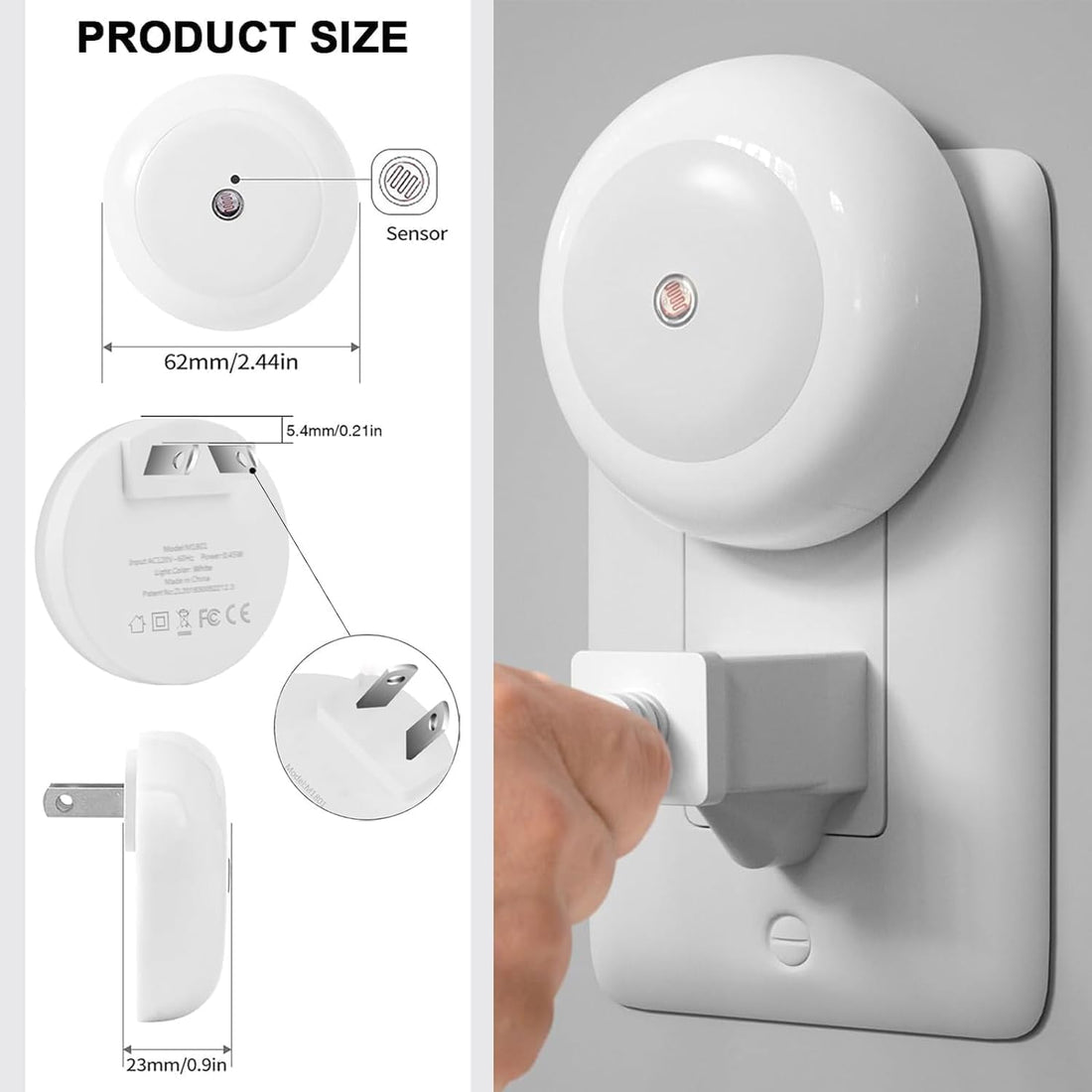 3-Pack Auto Dusk to Dawn LED Night Lights Plug in Wall, Space-Saving Sensor Nightlight for Nursery Bedroom Closet Hallway Stairs - 3000K Warm Light with Fireproof ABS (AU Plug)